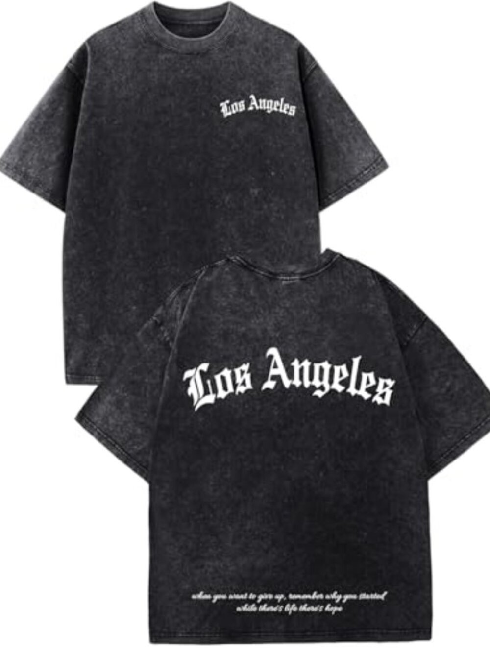 Oversized Graphic Tshirts for Men Los Angeles Vintage Tees Streetwear Acid Wash